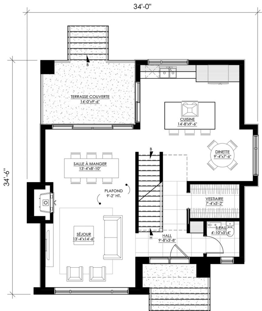 Plan de maison de style anglais Ë_141 Leguë Architecture